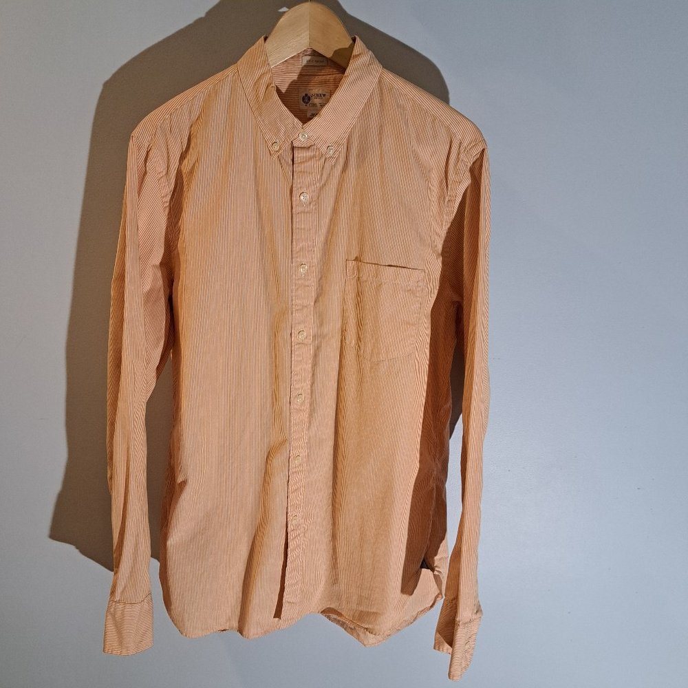 J. Crew 2-Ply Cotton Men's Large Regular Fit Long Sleeve Button Down Shirt